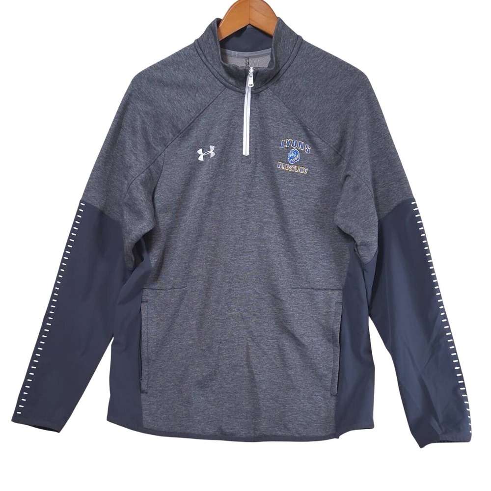 Under Armour Lyons Wrestling 1/4 Zip Pullover Men M Coldgear Long Sleeves‎ Gray